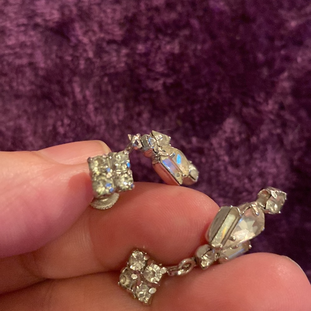 Vintage rhinestone screw back earrings  PM 359/2 - Picture 5 of 7